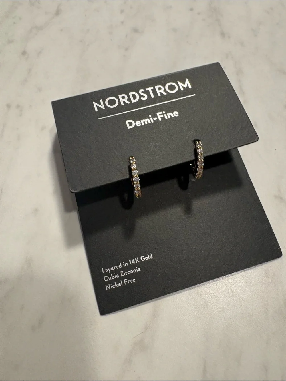 Nordstrom Demi-Fine Gold Cubic Zirconia Hoop Earrings